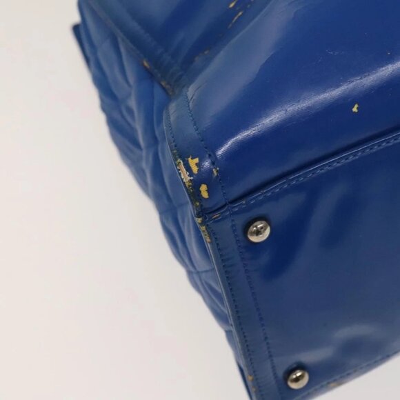 CHANEL Chain Tote Bag Patent leather Blue Silver CC - Picture 9 of 16